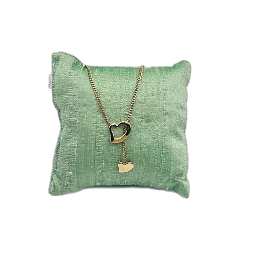 Vintage Avon Gold Tone Open Heart Lariat Necklace Romantic Y-Drop